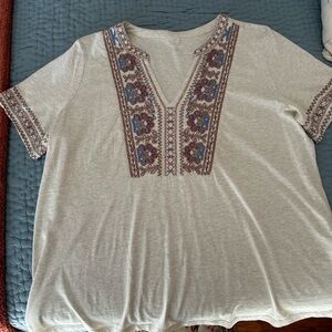 J Jill cotton embroidered tee